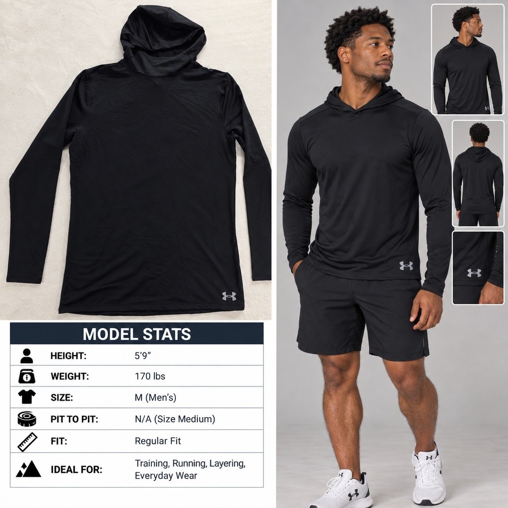 Under Armour ColdGear Fitted Hoodie Mens Medium Black 1371200 001 NWT